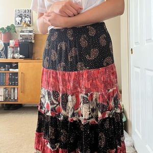 multi-patterned maxi skirt